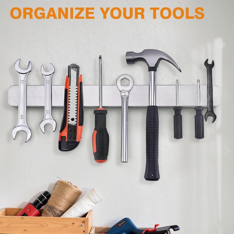 ENOKING 16 Inch Magnetic Knife Holder, 304 Stainless Steel Knife Magnetic Strip for Wall, Refrigerator, RV Kitchen, Knife Rack for Utensil Storage, Gray - Image 3